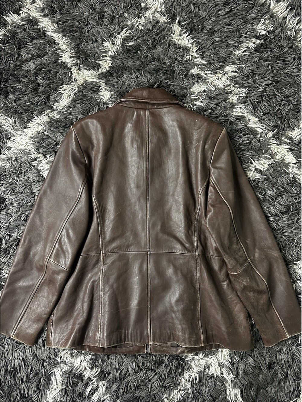 Liz Claiborne Womens XL Brown Genuine Leather Full Zip Jacket Coat Outerwear - Picture 6 of 12